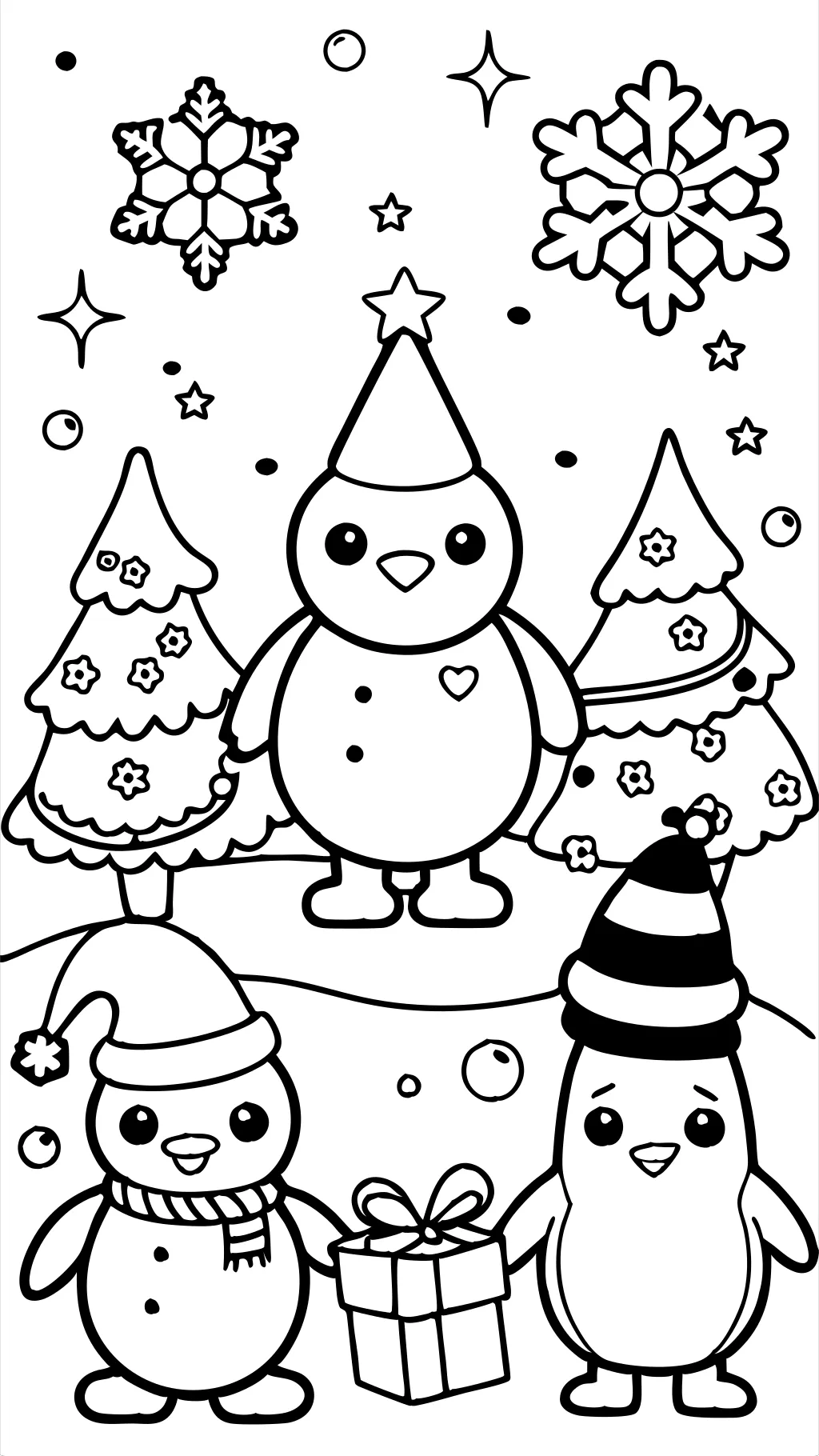 pages à colorier de Noël pingouins